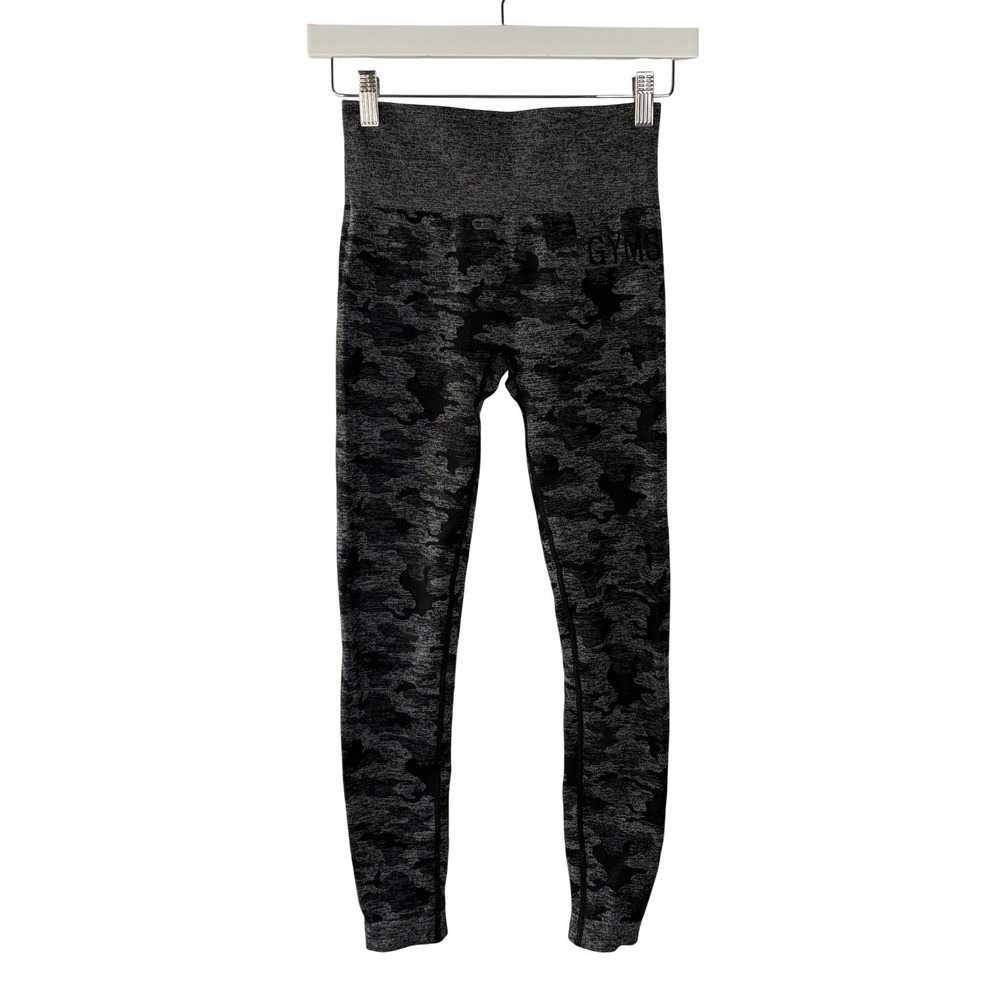 Gymshark‎ Adapt Camo Seamless Leggings Grey Black High Waisted Activewear Small